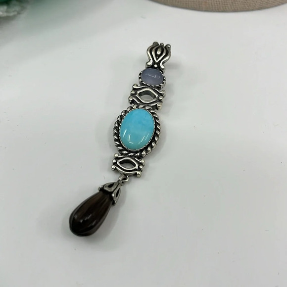 Set of Two 💙 Sincerely Southwest Sterling Silver Turquoise Pendants - Picture 6 of 16